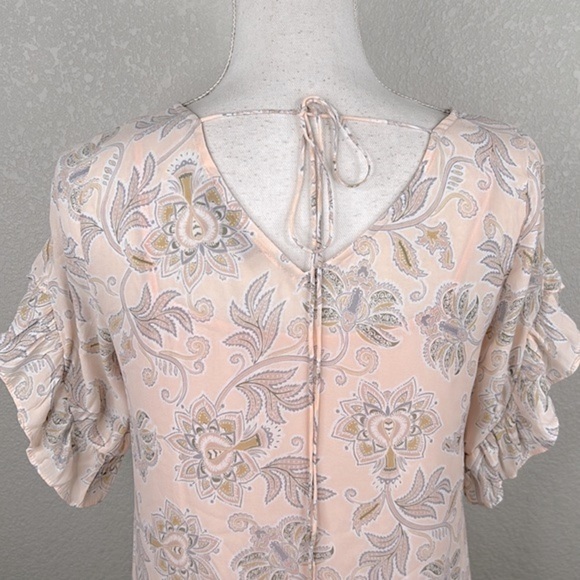 LOFT Light Pink Floral Lace Boho Midi Dress Size XS - Picture 6 of 8